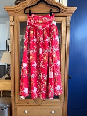 Showpo bright red Floral Maxi Skirt